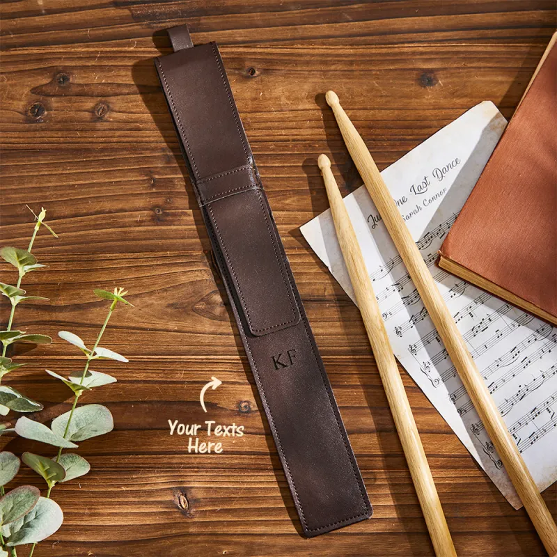 Custom Engraved Leather Drumstick Bag Simple Music Gift