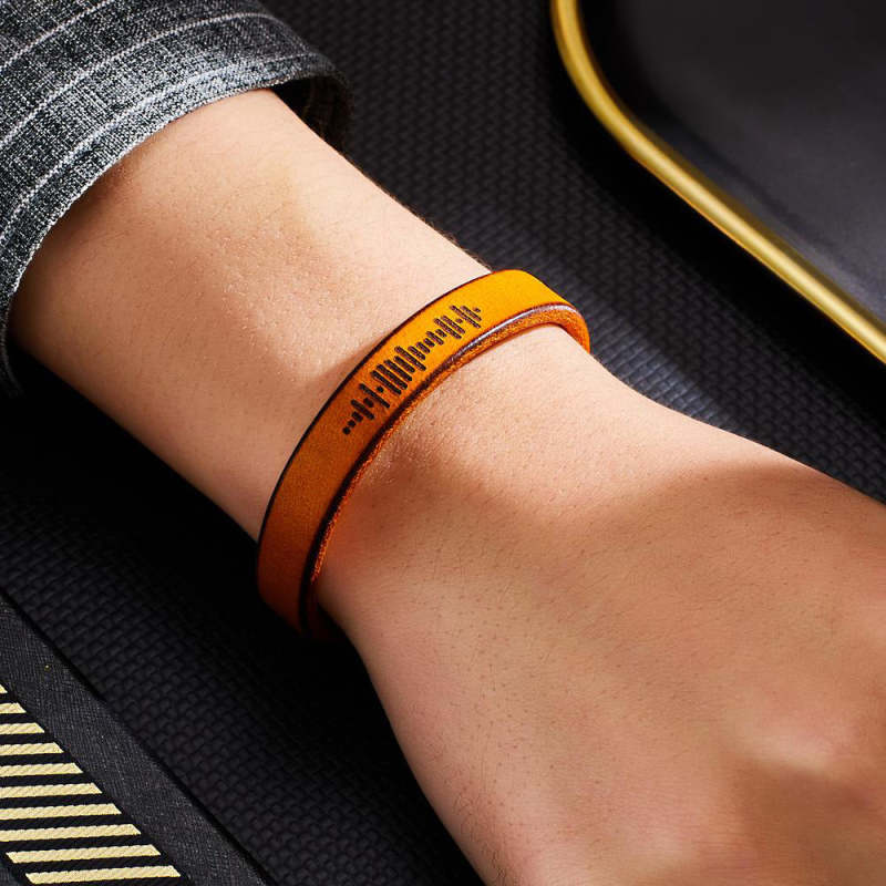 Custom Engraved Music Code Bracelet Personalized Song Leather Bracelet with Strong Magnetic Clasp 2