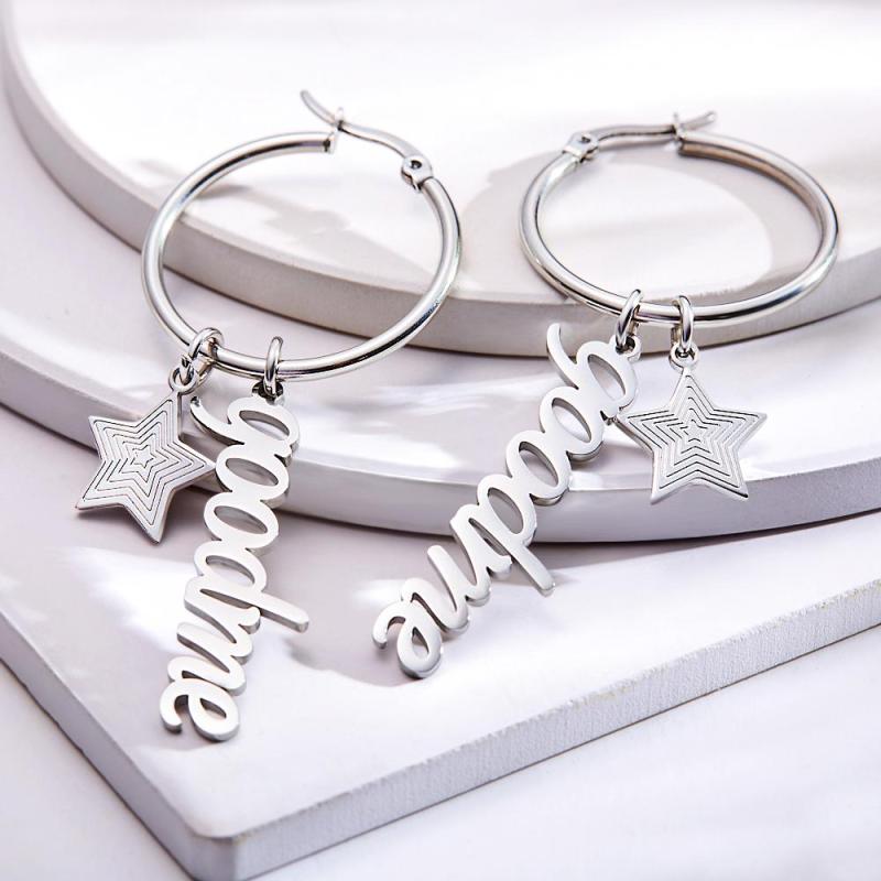 Custom Engraved Name Earrings With Little Star Simplicity Earrings 1