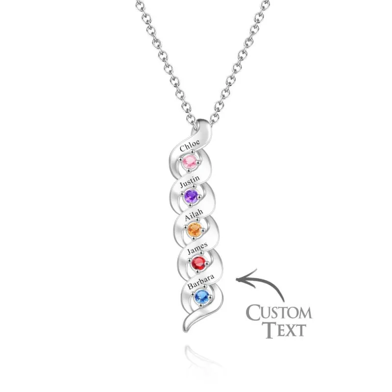 Custom Engraved Name Vintage Necklace Birthstone Pendant Necklace For Her 6