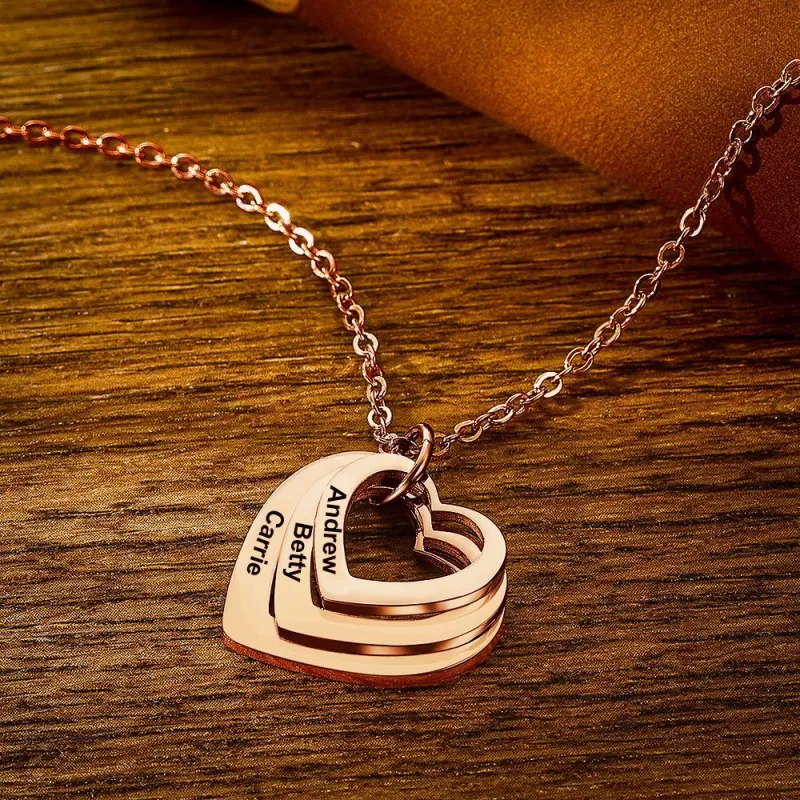 Custom Engraved Necklace Disc Necklace Heart-shaped Rose Gold Color Gifts for Her 1