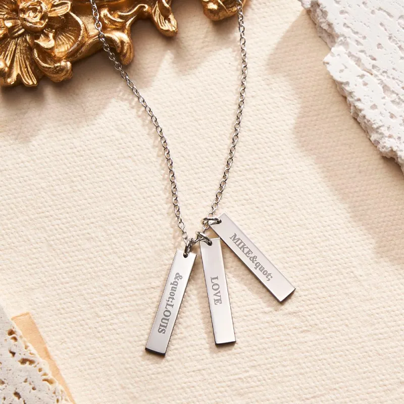 Custom Engraved Necklace Tiny Personalized Bar Tag Creative Gifts 1