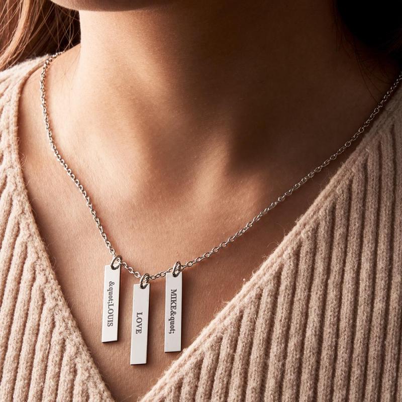 Custom Engraved Necklace Tiny Personalized Bar Tag Creative Gifts 3