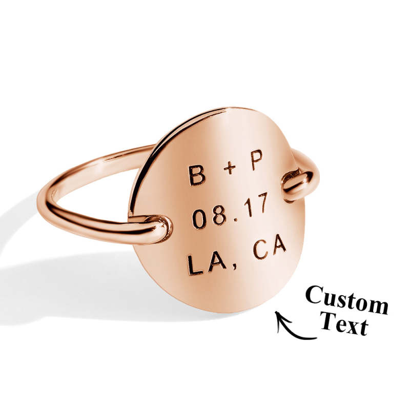 Custom Engraved Oval Ring Personalized Text Ring Gift for Her 4