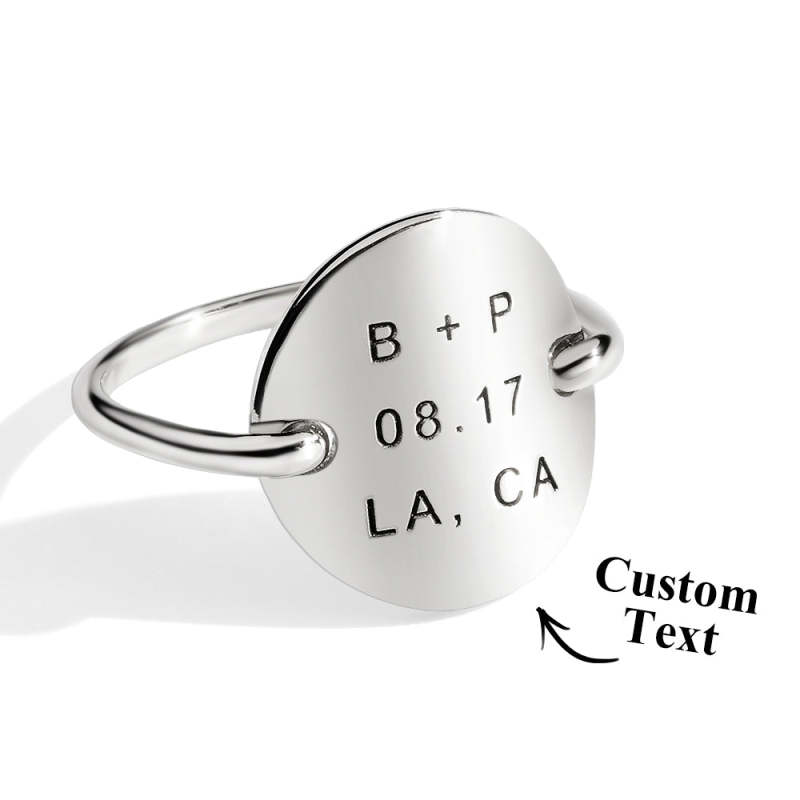 Custom Engraved Oval Ring Personalized Text Ring Gift for Her 5