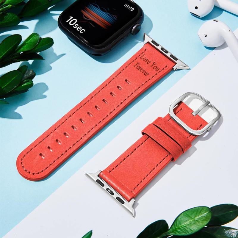 Custom Engraved Real Leather Apple Watch Band Multiple Colour-Brown 5