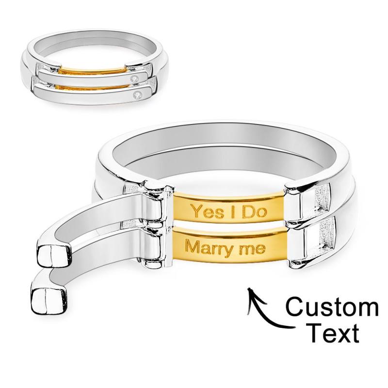 Custom Engraved Rings Confession Buckle Design Creative Couple Gifts