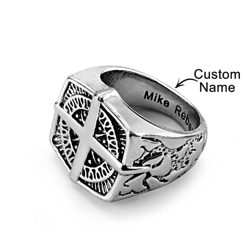 Custom Engraved Rings Men's Punk Rings North Star Rings Gift For Him