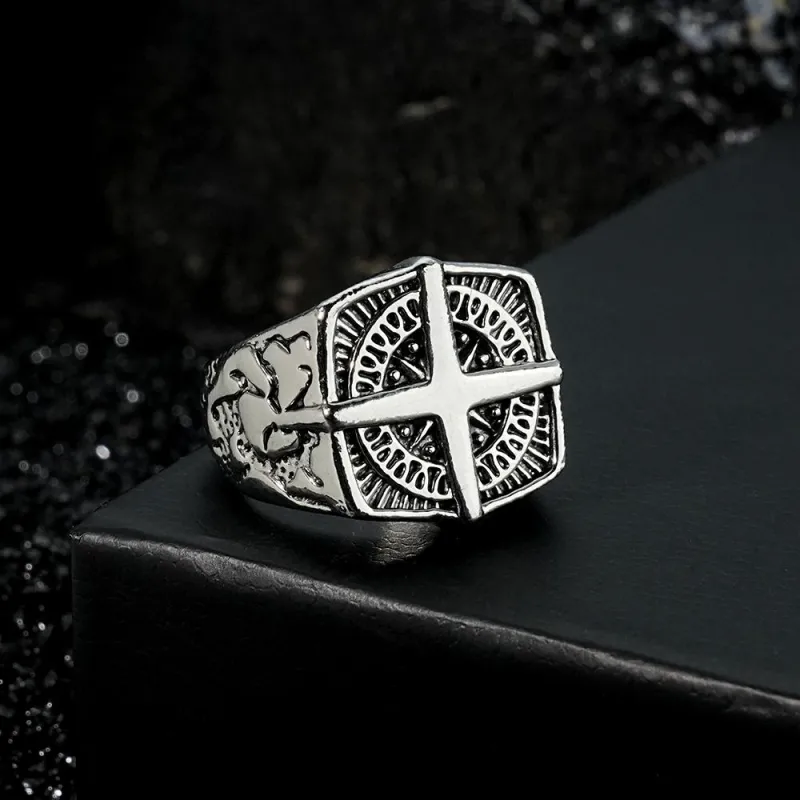 Custom Engraved Rings Men's Punk Rings North Star Rings Gift For Him 3