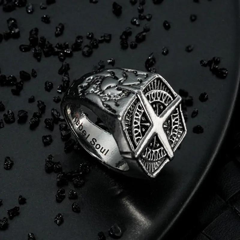 Custom Engraved Rings Men's Punk Rings North Star Rings Gift For Him 4