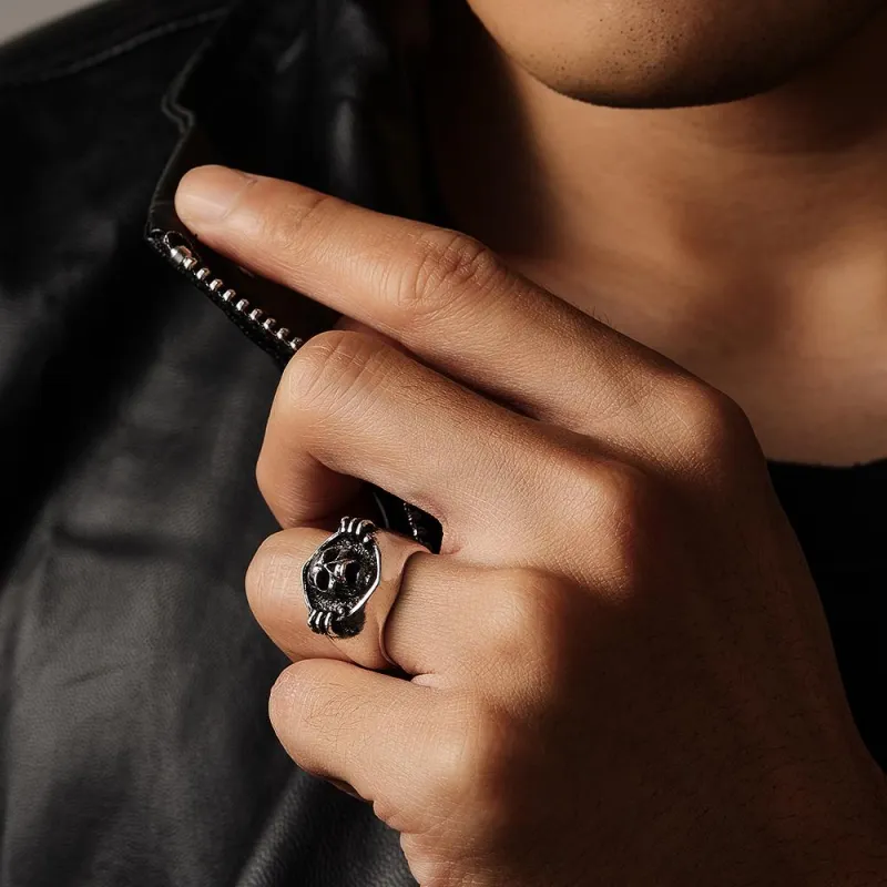 Custom Engraved Rings Men's Punk Rings Skeleton Rings Gift For Him 1