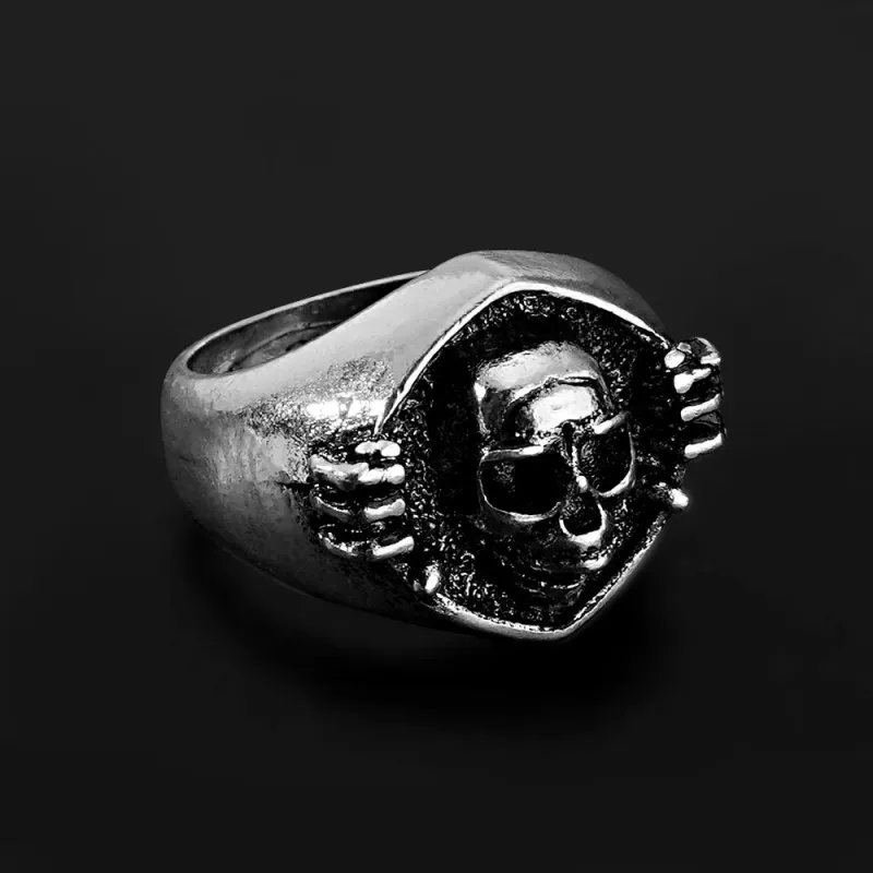 Custom Engraved Rings Men's Punk Rings Skeleton Rings Gift For Him 3