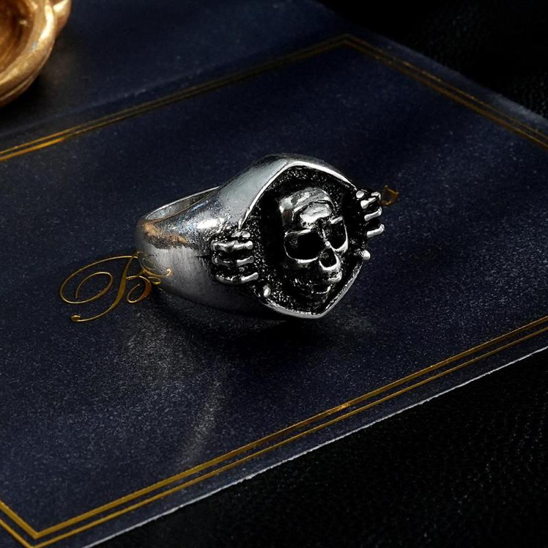 Custom Engraved Rings Men's Punk Rings Skeleton Rings Gift For Him 4