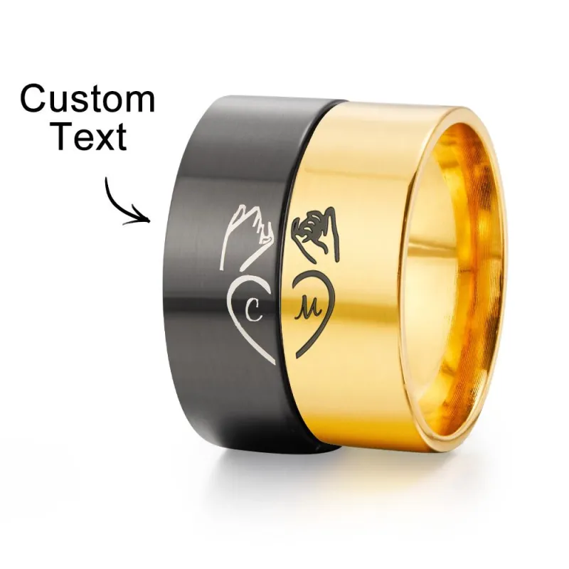 Custom Engraved Rings Pull Hook Matching Rings for Couples Gifts