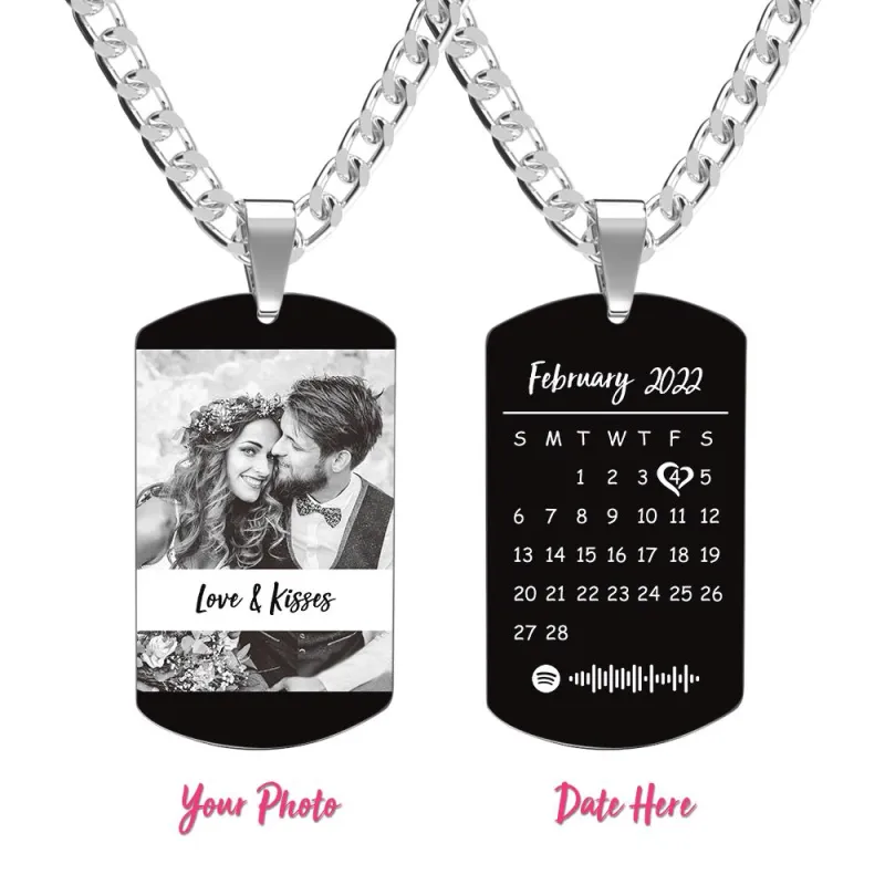 Custom Engraved Spotify Photo Necklace With Custom Calendar Perfect Anniversary Gift For Beloved One 1