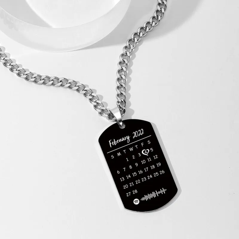 Custom Engraved Spotify Photo Necklace With Custom Calendar Perfect Anniversary Gift For Beloved One 3