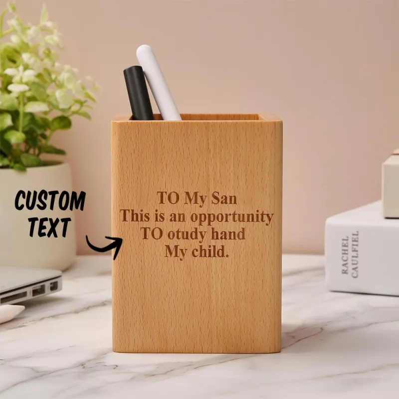 Custom Engraved Wooden Pen Cases Wood Creative Pen Holder For Desk Office Gift 3