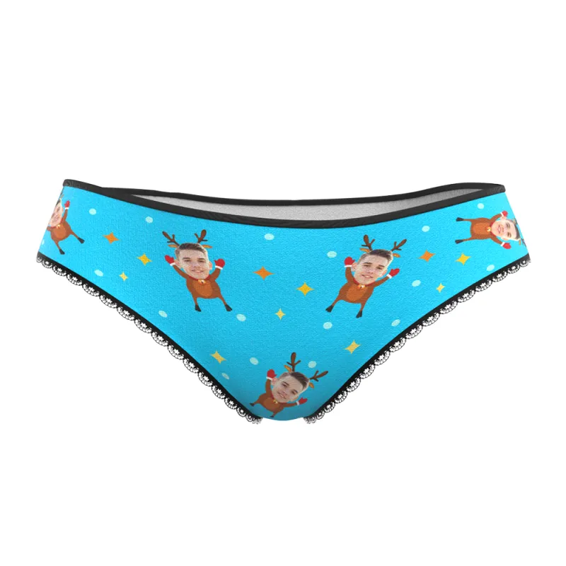 Custom Face Christmas Underwear, Funny Christmas elk Face Underwear, Best Christmas Gift For Girfriend 4