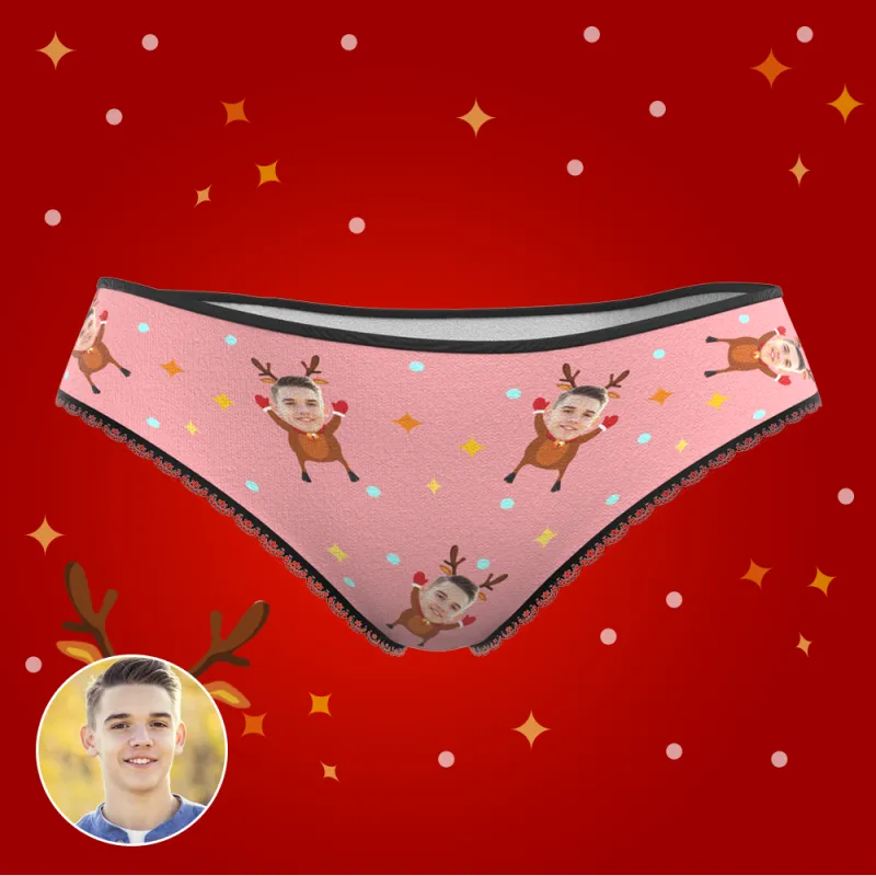 Custom Face Christmas Underwear, Funny Christmas elk Face Underwear, Best Christmas Gift For Girfriend 6