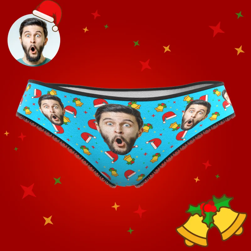 Custom Face Christmas Underwear, Funny Christmas Hat And Bells Underwear, Best Christmas Gift For Girfriend 6