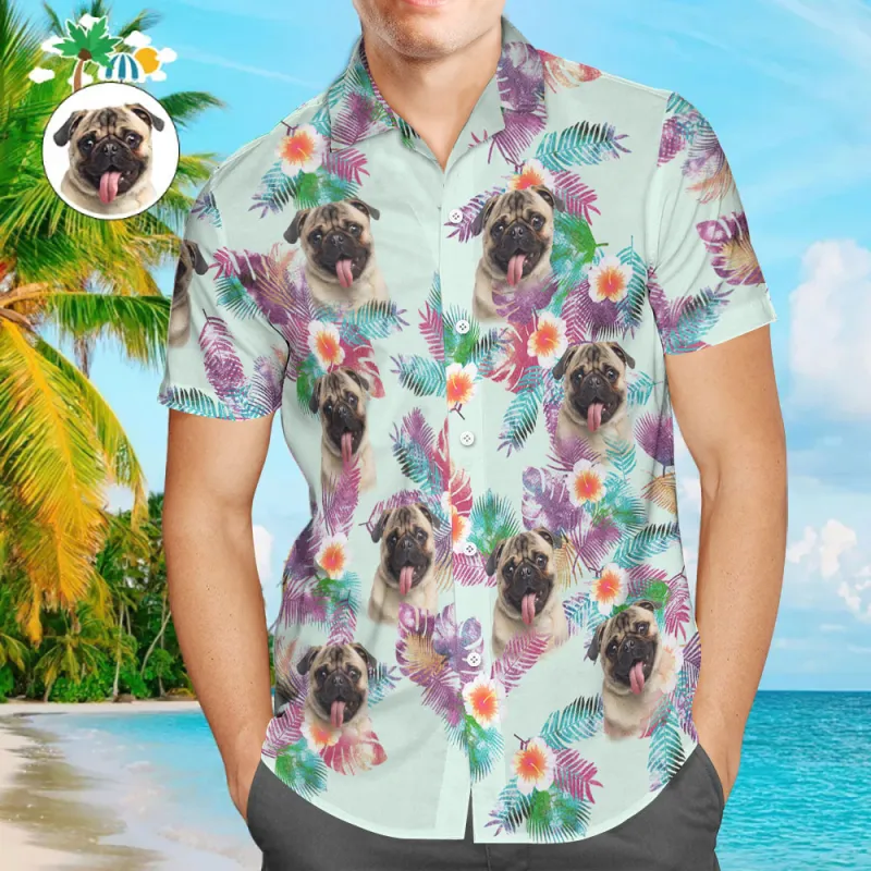 Custom Face Men Hawaiian Shirts Personalized Cute Dog Face for Pet Lover 1