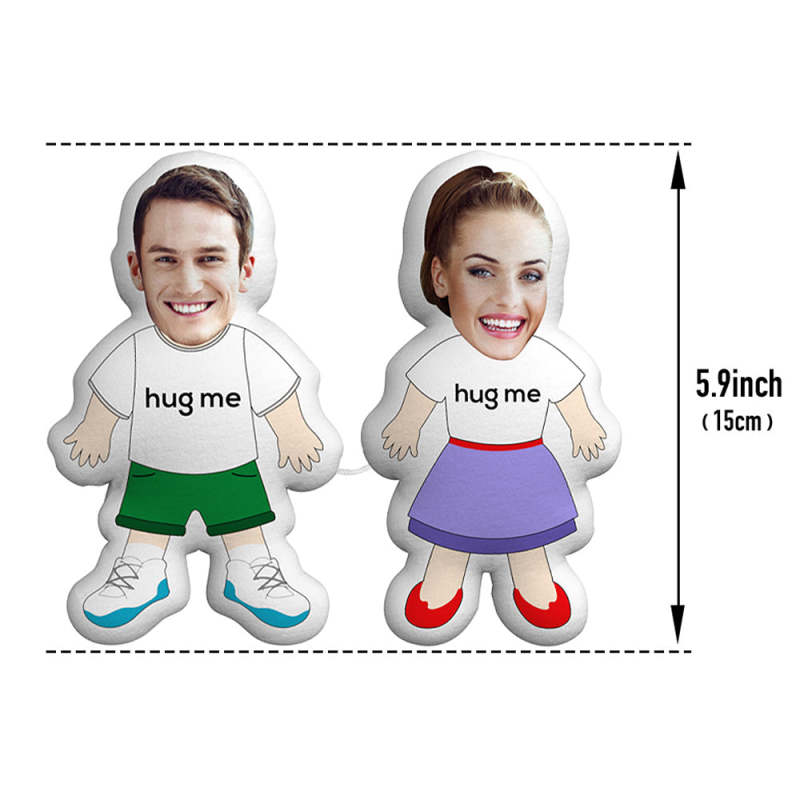 Custom Face Photo Pillow Couple Toy Plush Doll Link with a Line 4