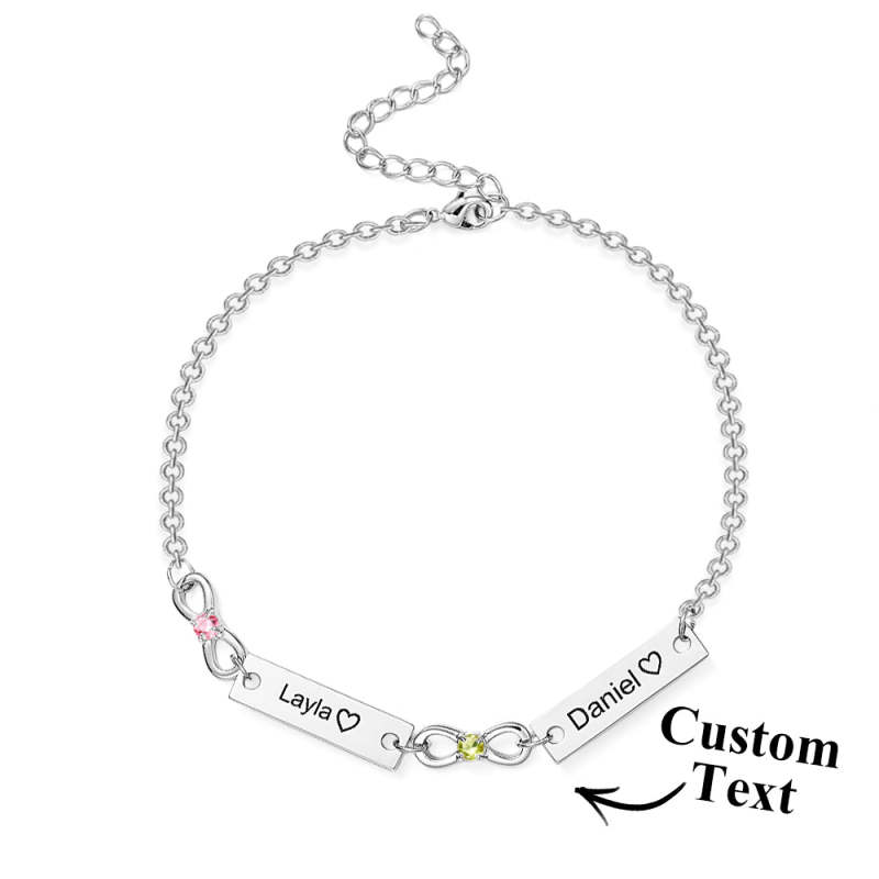 Custom Infinity Symbol Name Bracelet Personalized Stainless Steel Birthstone Bracelet for Family 3