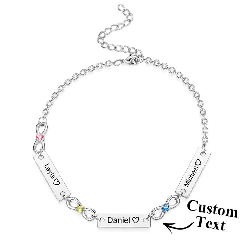 Custom Infinity Symbol Name Bracelet Personalized Stainless Steel Birthstone Bracelet for Family 4