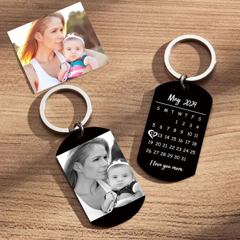 Custom Keychain Photo Calendar Keychain Tag Keychain Gift for Mother