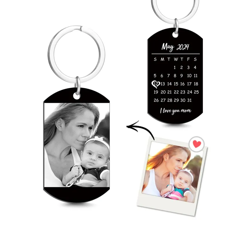 Custom Keychain Photo Calendar Keychain Tag Keychain Gift for Mother 1