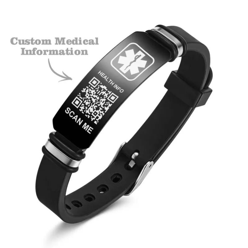 Custom Medical Bracelets with QR Code Custom Emergency Medical Information Men's Gifts