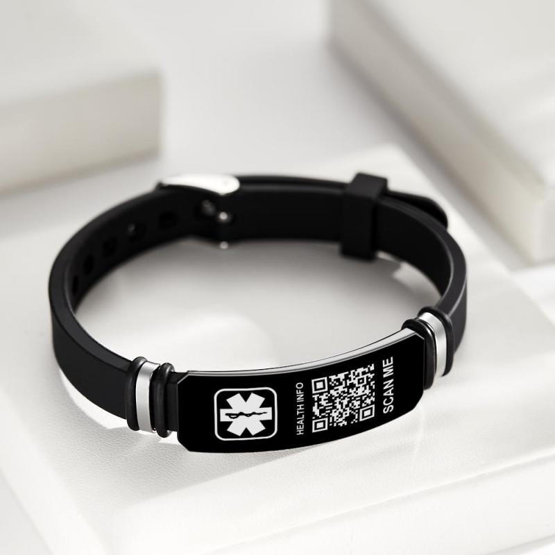 Custom Medical Bracelets with QR Code Custom Emergency Medical Information Men's Gifts 4