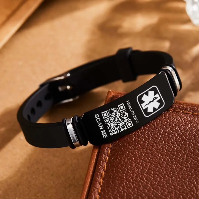 Custom Medical Bracelets with QR Code Custom Emergency Medical Information Men's Gifts 1