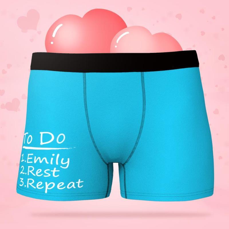 Custom Men's Boxer Underwear Shorts with To Do List Gifts for Him 1