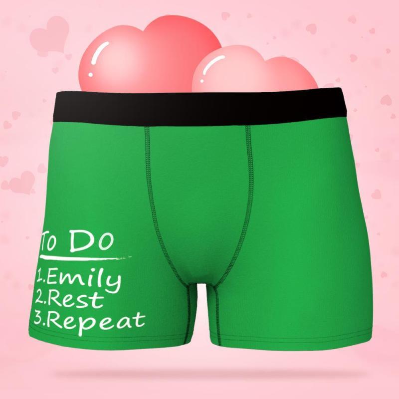 Custom Men's Boxer Underwear Shorts with To Do List Gifts for Him 2