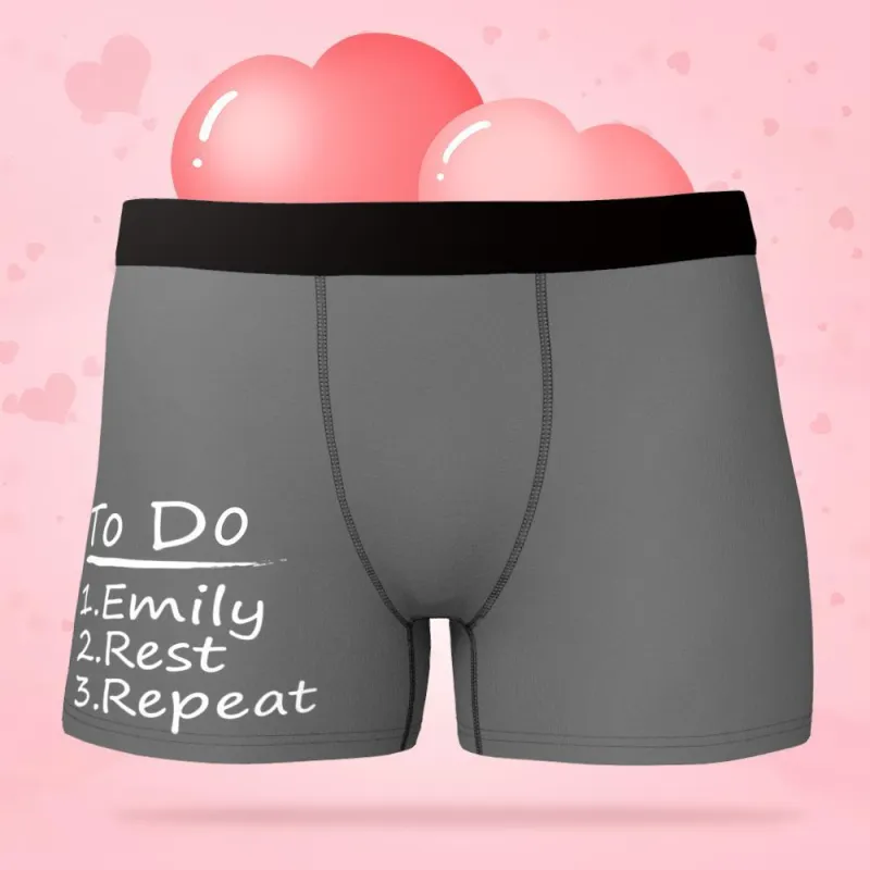 Custom Men's Boxer Underwear Shorts with To Do List Gifts for Him 3