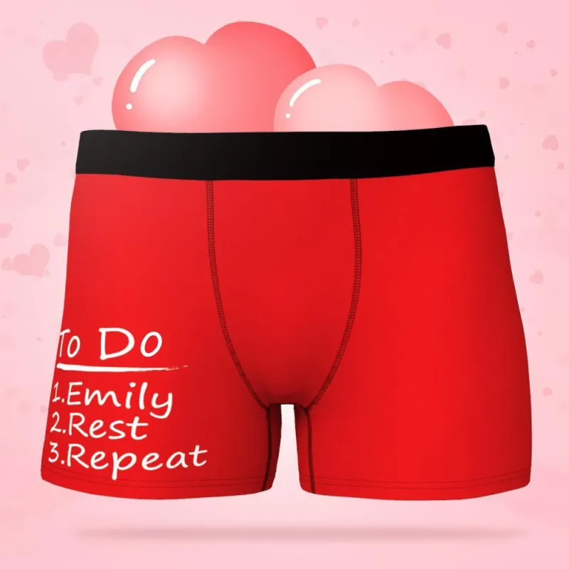 Custom Men's Boxer Underwear Shorts with To Do List Gifts for Him 4