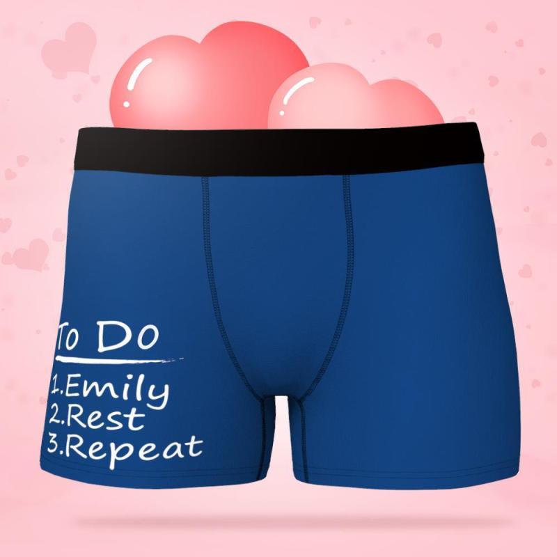 Custom Men's Boxer Underwear Shorts with To Do List Gifts for Him 5