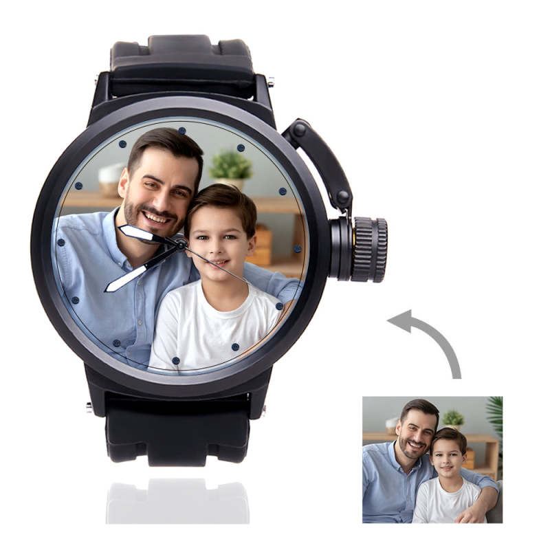 Custom Men's Photo Watch Family Sport Plastic Strap Watch Father's Day Gift