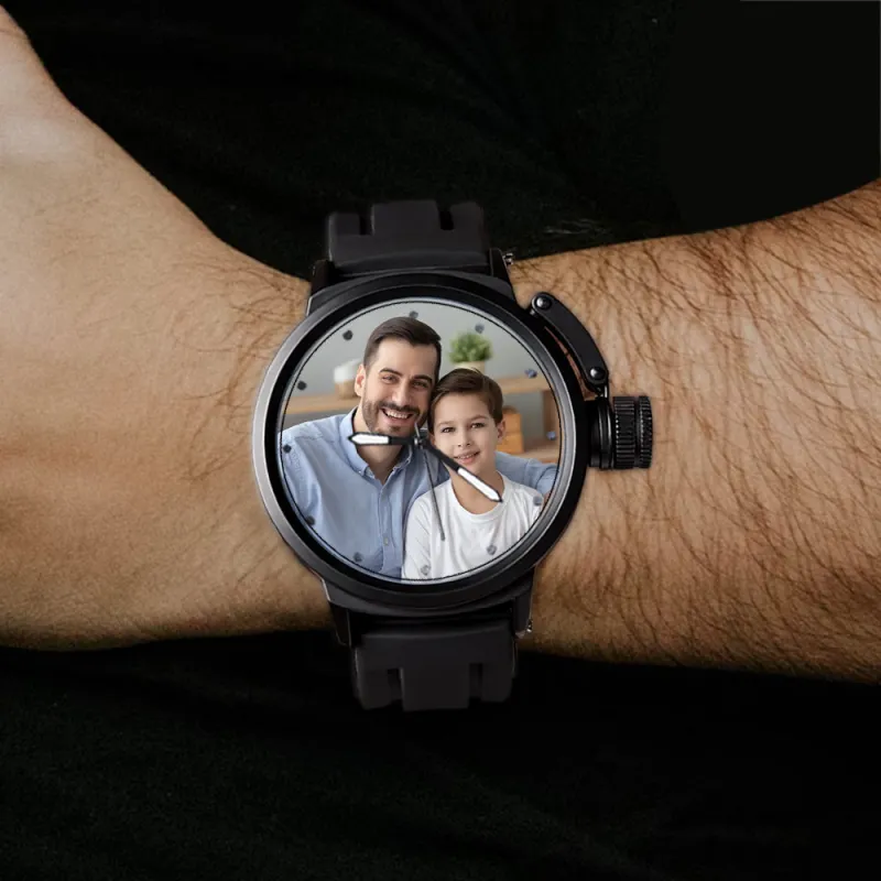 Custom Men's Photo Watch Family Sport Plastic Strap Watch Father's Day Gift 1