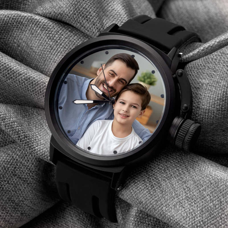 Custom Men's Photo Watch Family Sport Plastic Strap Watch Father's Day Gift 3