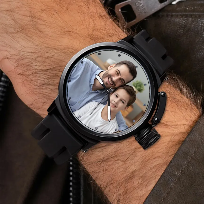 Custom Men's Photo Watch Family Sport Plastic Strap Watch Father's Day Gift 4