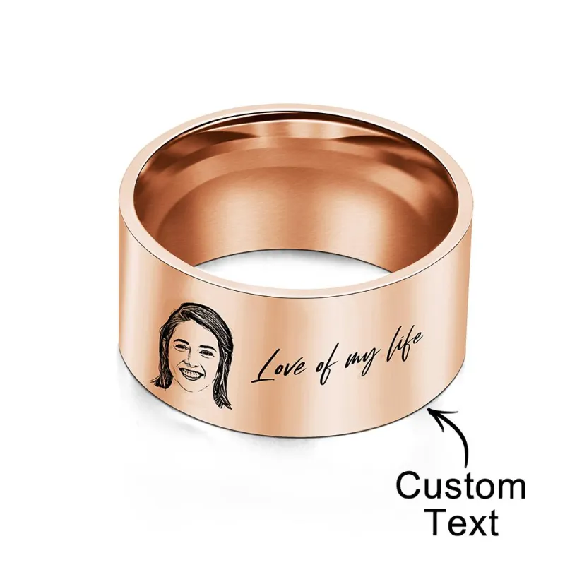 Custom Men's Ring Personalized Photo Ring With Engraved Girlfriend Perfect Gift For Boyfriend On Valentine's Day