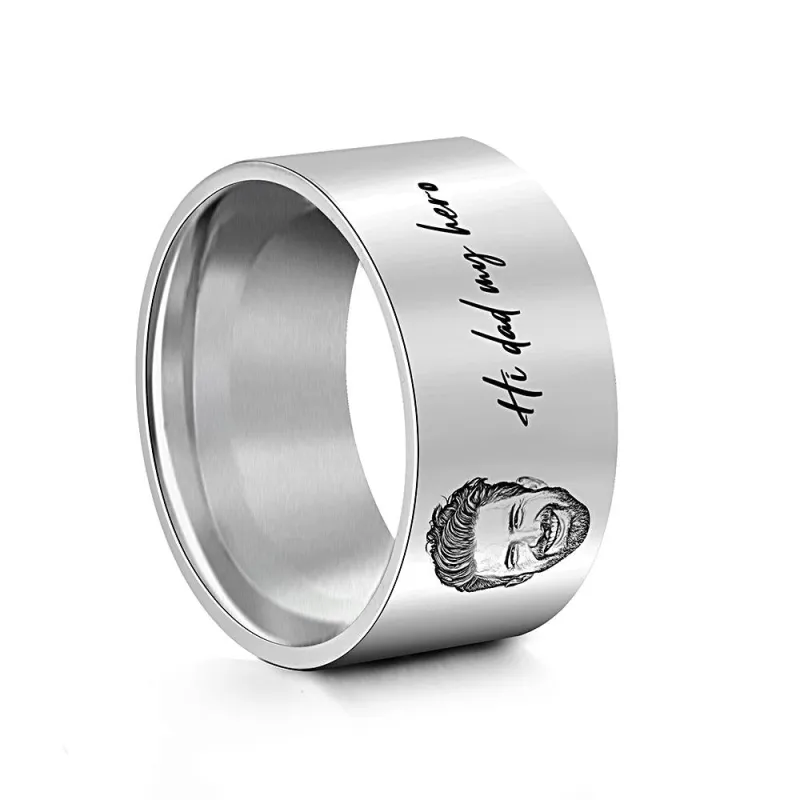 Custom Men's Ring Personalized Photo Ring With Engraved Words Perfect Gift For Daddy On Father's Day 3