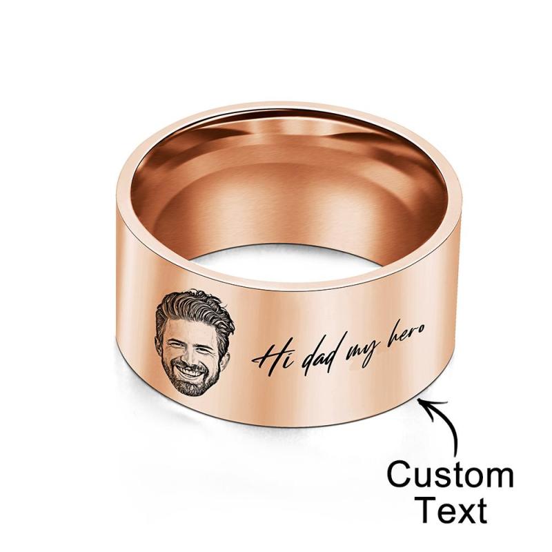 Custom Men's Ring Personalized Photo Ring With Engraved Words Perfect Gift For Daddy On Father's Day 1