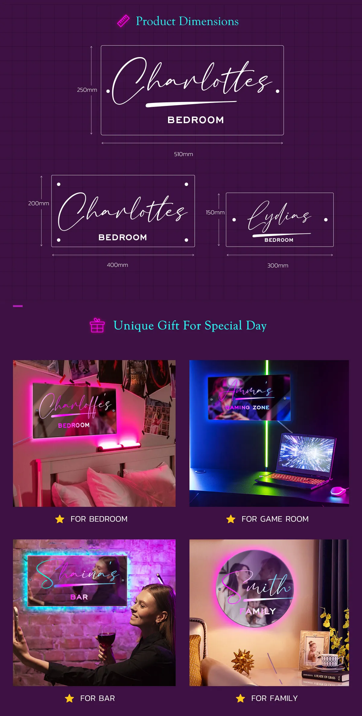 Custom Mirror Night Light Anniversary Gifts for Lover Special Gift 2