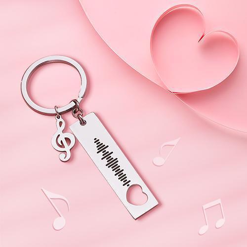 Custom Music Code Scannable Music Keychain with Note Black 2