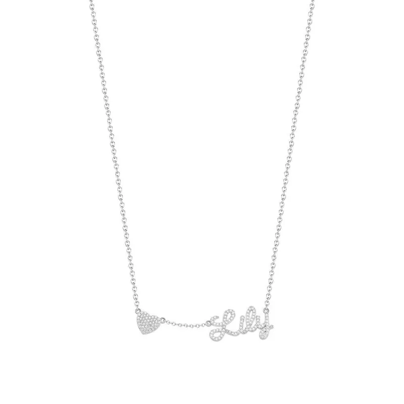 Custom Name and Pave Heart Charm Necklace Stylish Jewelry Gift For Women 4