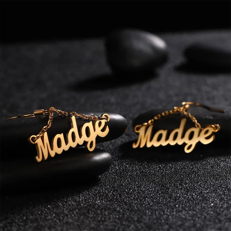 Custom Name Earrings Unique Gift 14K Gold Plated - Silver 3