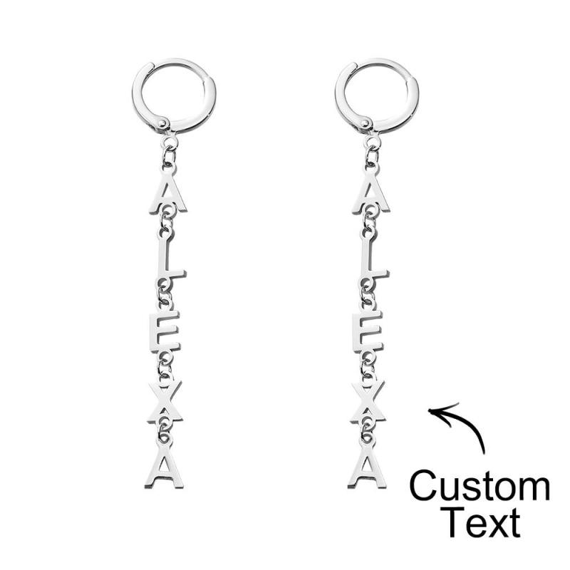 Custom Name Earrings Vertical Name Simple Style Gifts